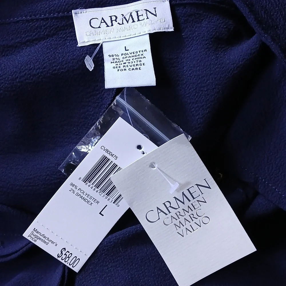 NWT Carmen Marc Valvo Blouse W Lace Up Sleeves - Picture 4 of 6